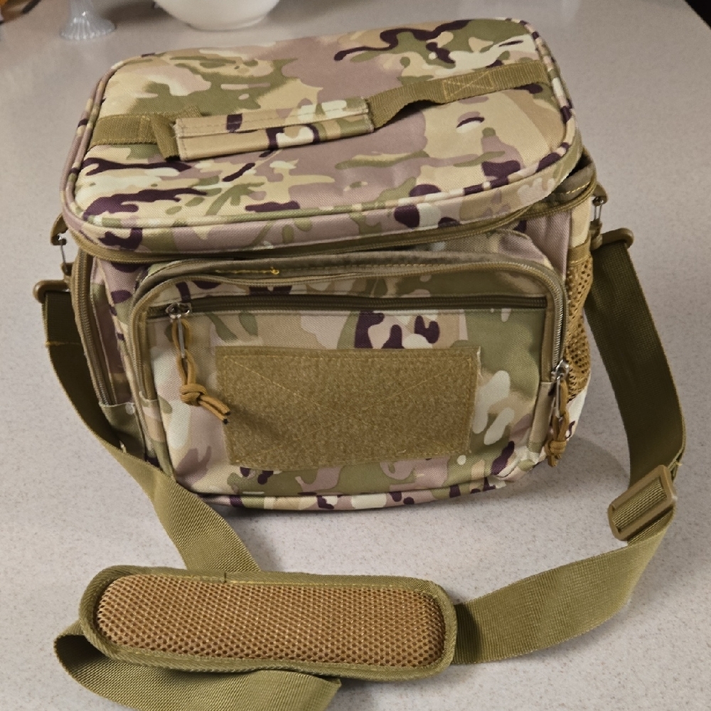 Green and Tan Messenger Bag with MOLLE Webbing and Adjustable Straps Never Used
